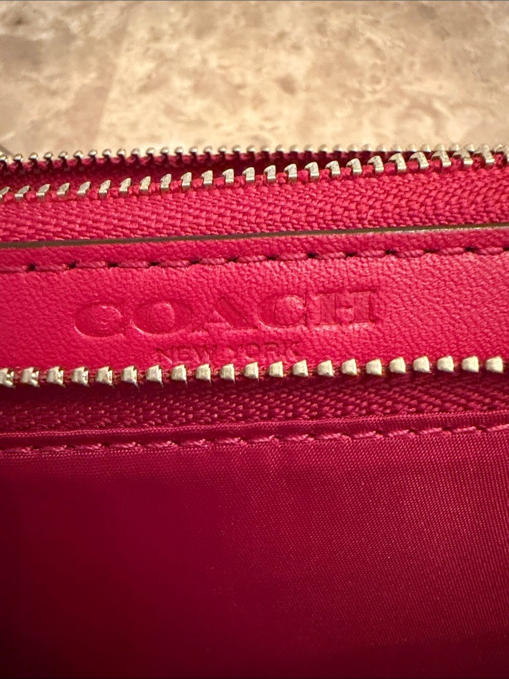 Coach Studded Quilted Double Zip AccordionClutch Wristlet color Berry - Picture 2 of 16
